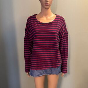 Izod Women's Red and Blue Striped Long sleeve Top Size XL